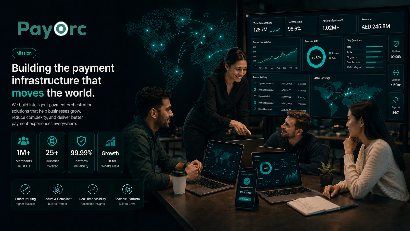 PayOrc company mission and global payment infrastructure visual